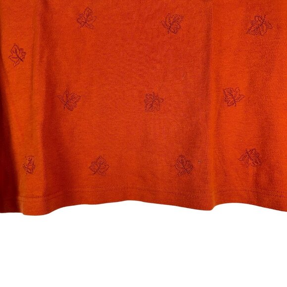 Classic Elements Womens Autumn Leaf Embroidered Top Size M Orange - Picture 2 of 6